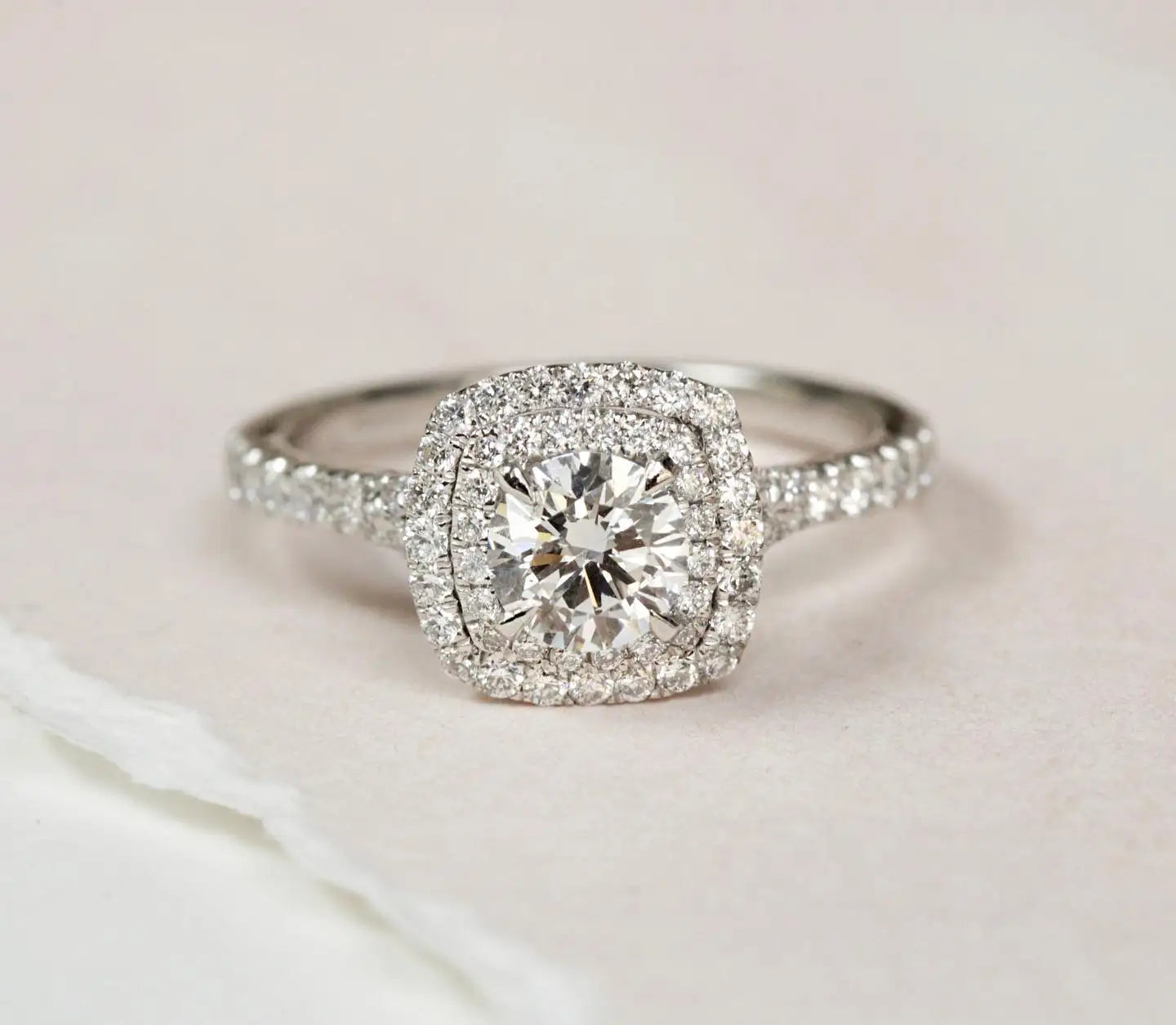 6mm Round Cut Moissanite Engagement Ring Halo Pave 925 Sterling Silver Design OAB-650M