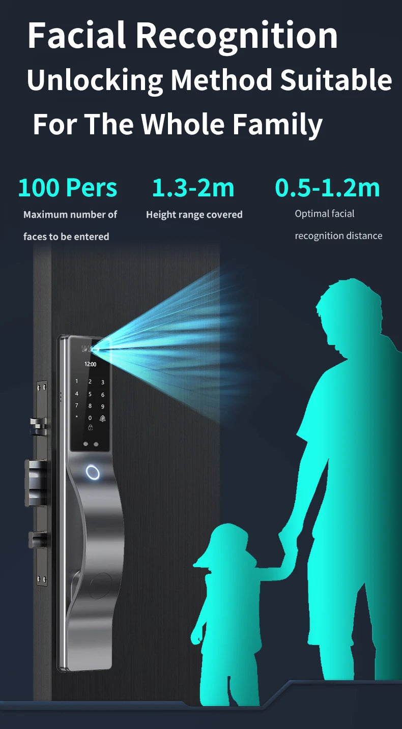 Wishome 3D Face Recognition Original Smart Door Lock with Keyless Fingerprint Password