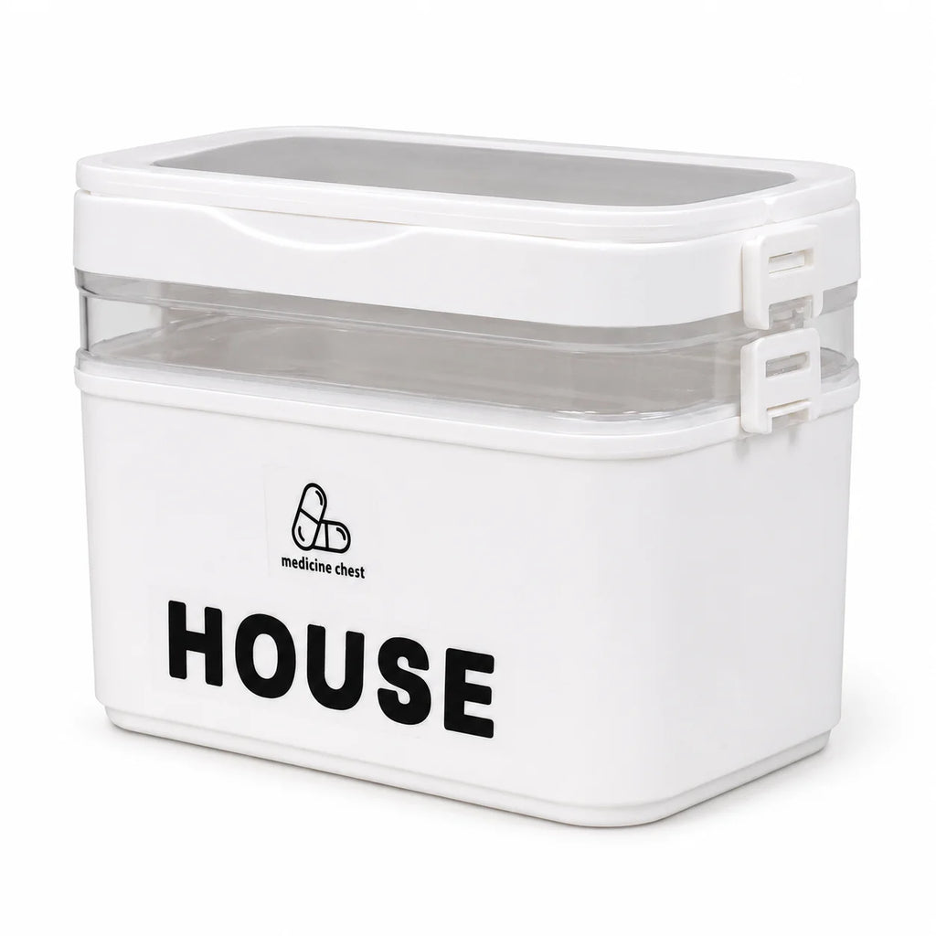 YX Large-Capacity Multi-Tier Stackable Storage Box Practical Portable Home First Aid Emergency Kit with Transparent Lid and Handles Organizer for Pills Crafts Hair Accessories Cosmetics Small Items Kitchen Bathroom Office Dor