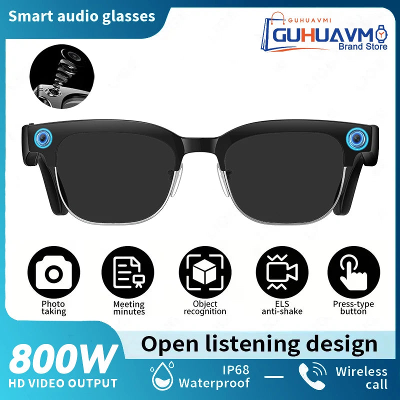 2026 New 4K HD 800W Pixel Dual-Camera Smart Glasses Men 1200P Video Recording AI Chat WIFI Transmission Translation Call Glasses