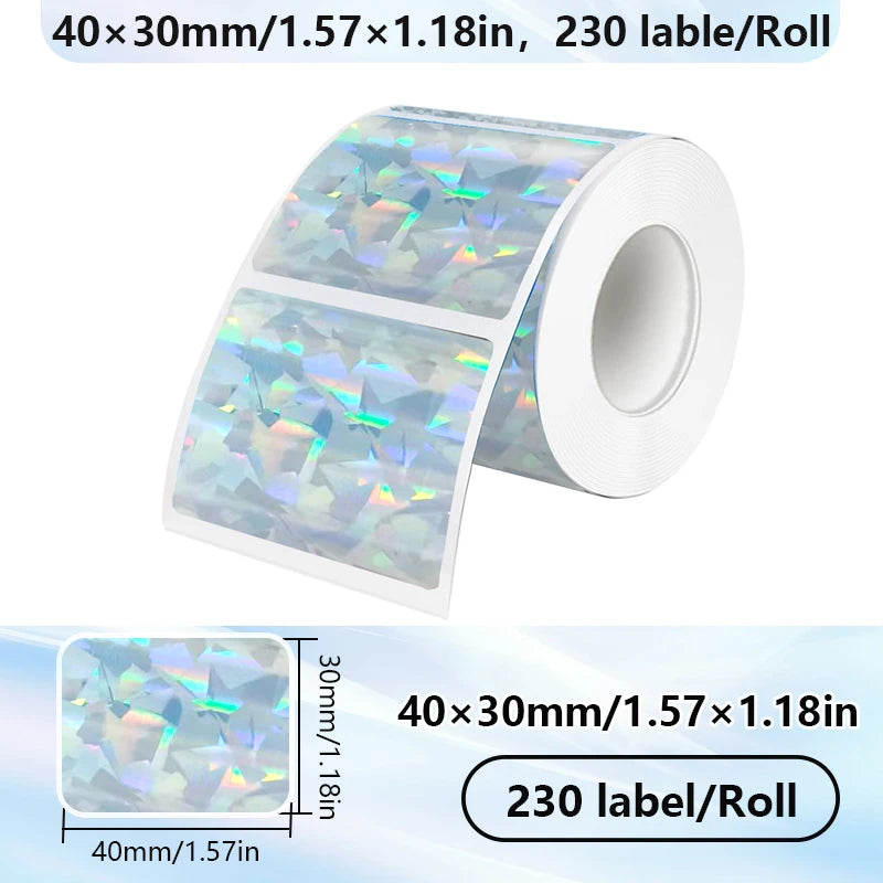 1Rolls 40x30mm White Multicolor Thermal Labels, Compatible With Phomemo M200/M210/M110/M120/M108/P50/P80 Label Printer