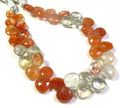 High Quality Natural Orange Sunstone Heart Shape Faceted Beads 7-9.5mm 7.5" Strand African Brilliant Cut Color Play Loose CNAS