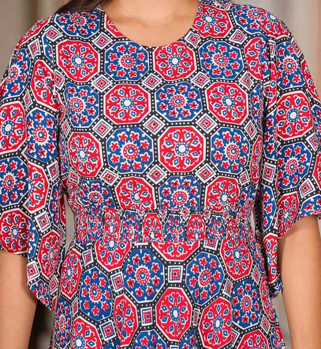 Multi Floral Printed Formal Smoking Anarkali Dress Rayon Flared Sleeves Neck Women Colorful Elegant Ethnic Summer Pattern 2