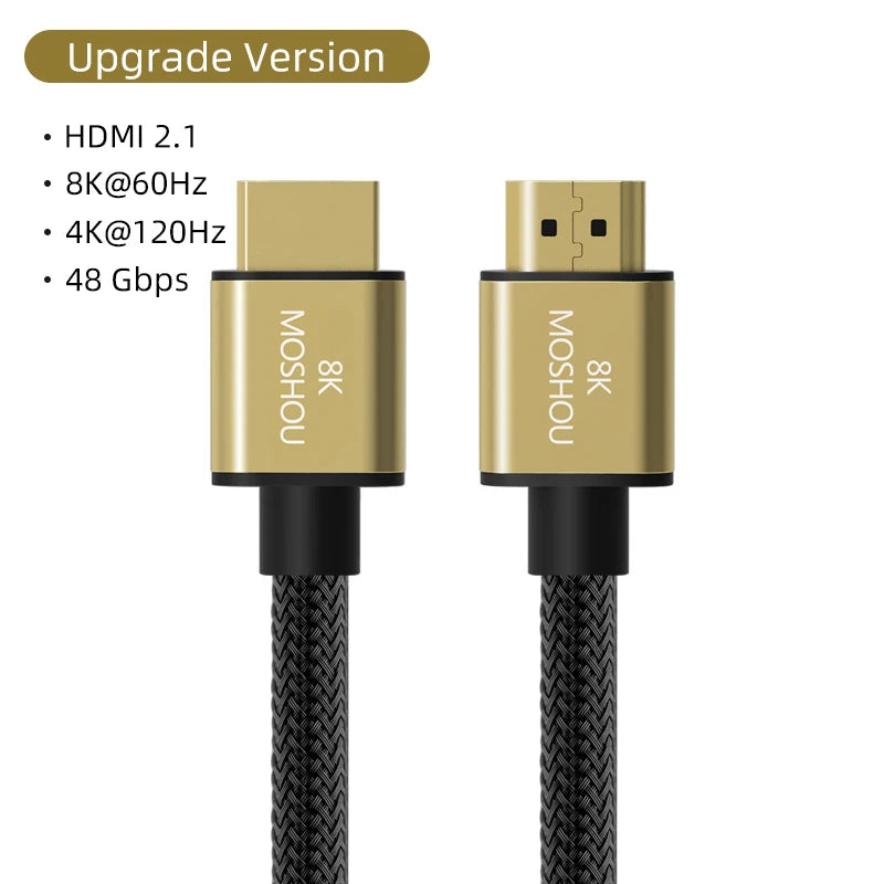 MOSHOU HDMI 2.1 Cable 8K 60Hz 4K 120Hz 48Gbps HDMI Splitter Cables EARC HDR10+ Video Cable HDMI2.1 for TV Box PS5
