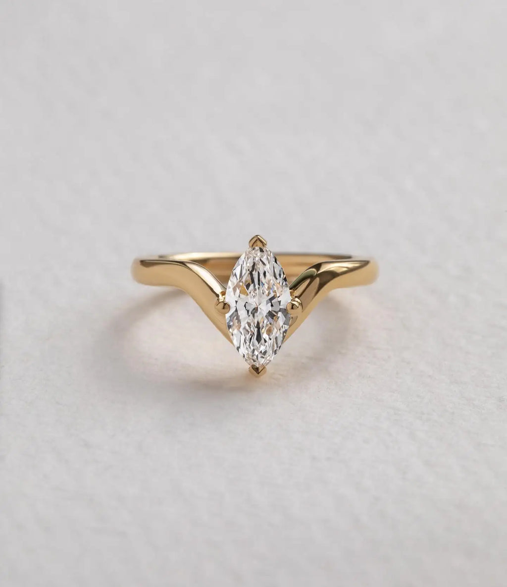 6X12mm Marquise Cut Moissanite Engagement Ring Solitaire Minimalist 925 Sterling Silver