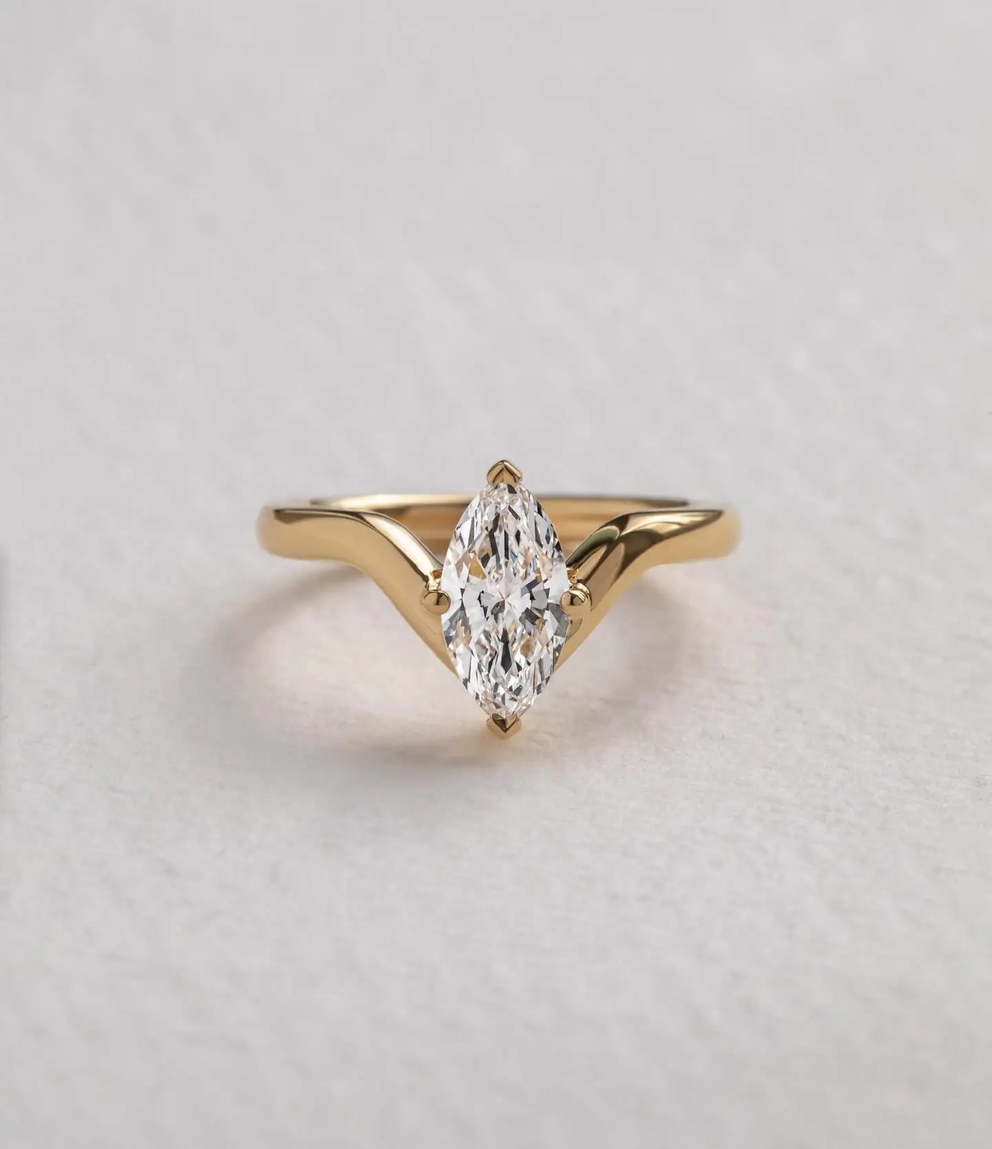 6X12mm Marquise Cut Moissanite Engagement Ring Solitaire Minimalist 925 Sterling Silver