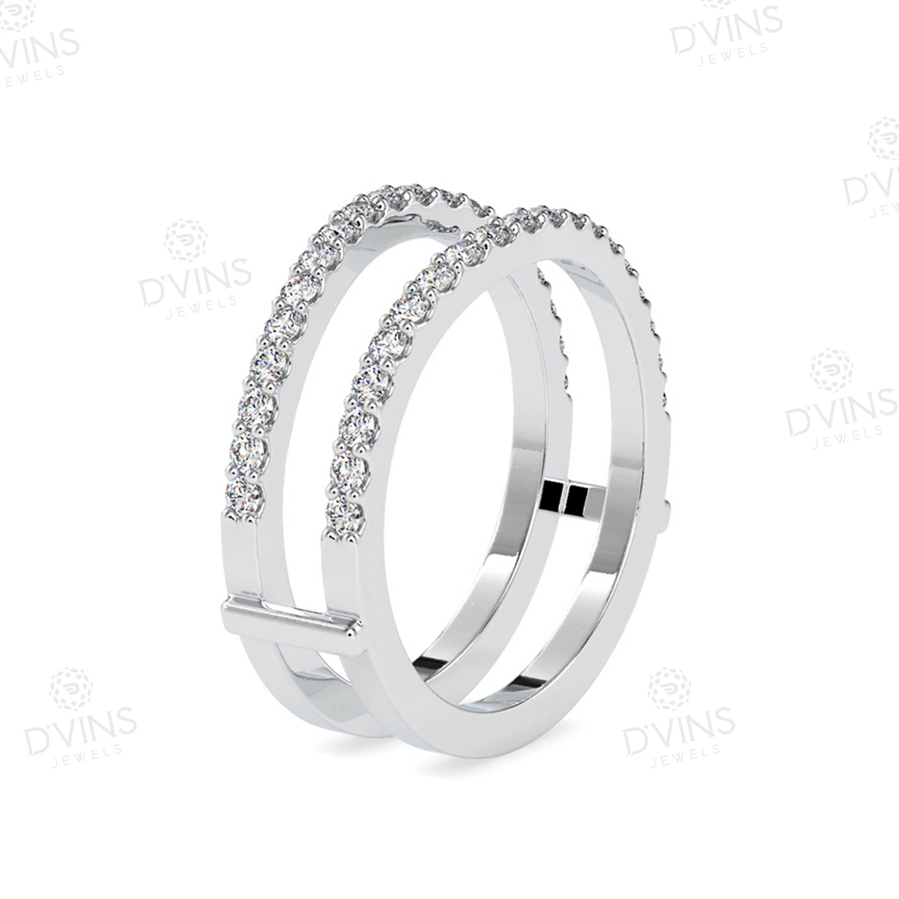 Designer 14K Platinum Engagement and Wedding Ring with VVS Lab Diamonds Elegant Diamond Rings for Parties