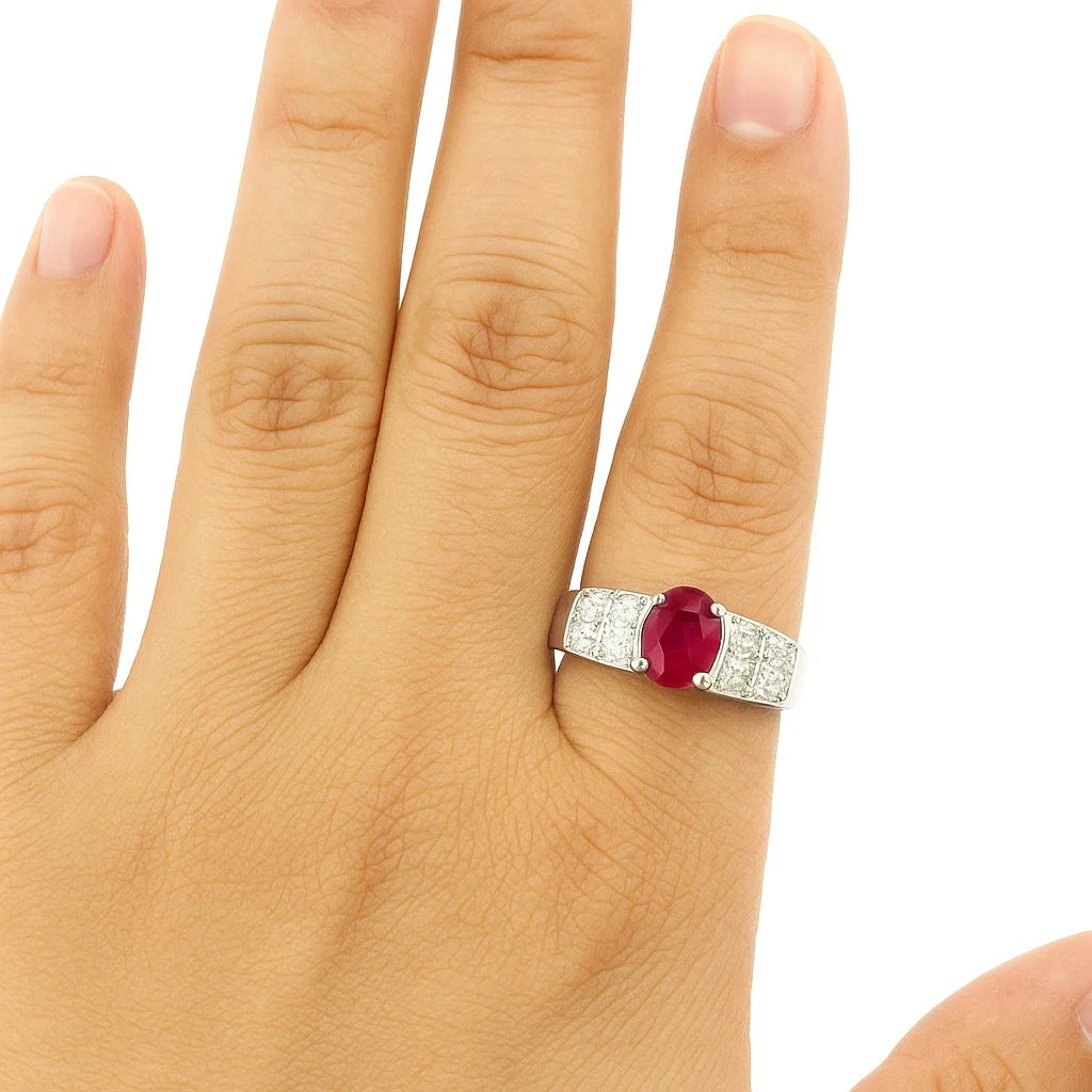 Oval Ruby Quartz Ring 925 Sterling Silver, Handmade Engagement Wedding Women Ring