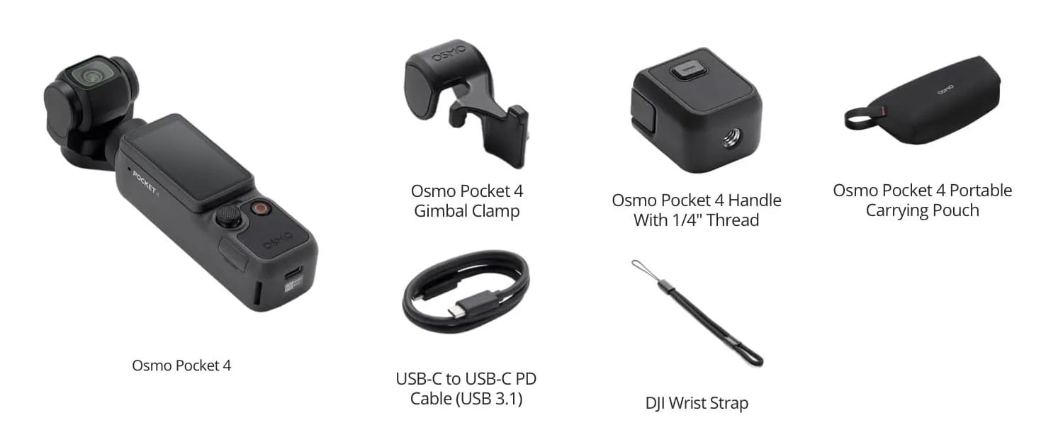 DJI Osmo Pocket 4 Standard Combo Pocket Gimbal Vlog Camera 1'' CMOS 4K/240fps Video 107GB Built-in Storage 3-Axis Stabilization 2x Lossless Zoom 2" Rotatable Screen ActiveTrack