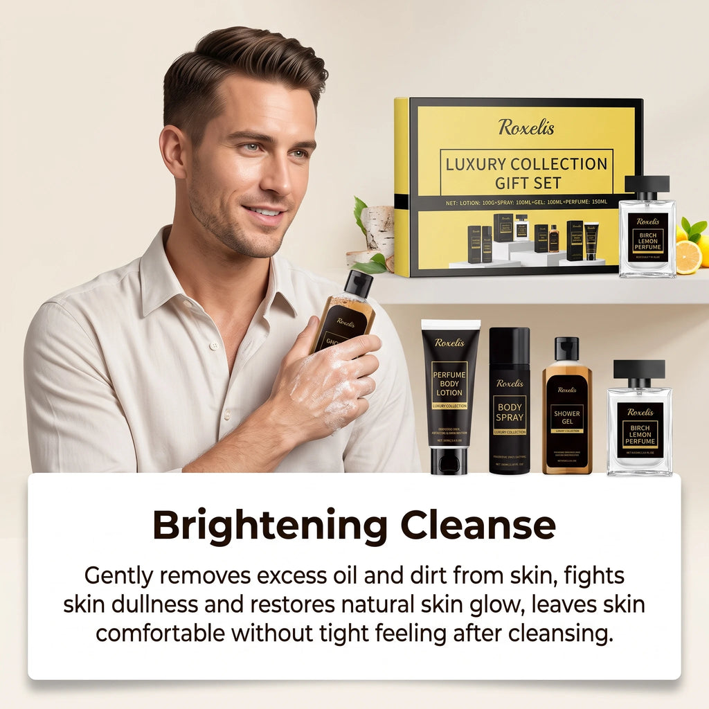 Roxelis Men's Fragrance Gift Box Deep Cleansing Moisturizing Long Lasting Fresh Charming Skincare Set Gentlemen Gift Collection