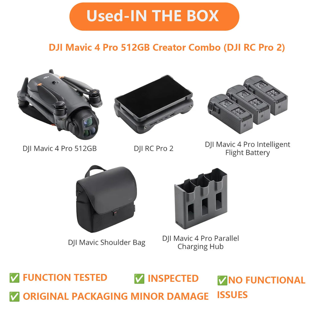 Refurbished Used DJI Mavic 4 Pro Flagship Drone with Controller 100MP 4/3 CMOS Hasselblad Camera 30km Video Transmission 51min Flight Time Charging Hub Included