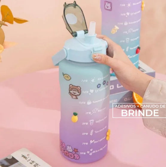 2L Water Squeeze Bottle With 2D And 3D Adhesive Straw With Handle Works As Mobile Phone Holder-Neverdie Store