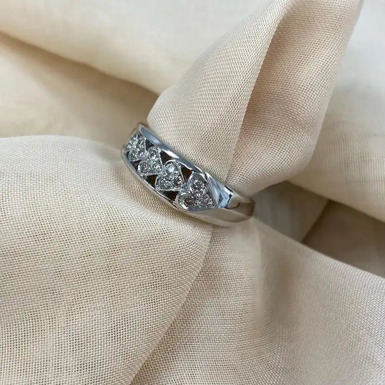 Pave Set Heart Shape Original Moissanite Engagement Ring Romantic Cut Sterling Silver Wedding Unique Fine Rings Party