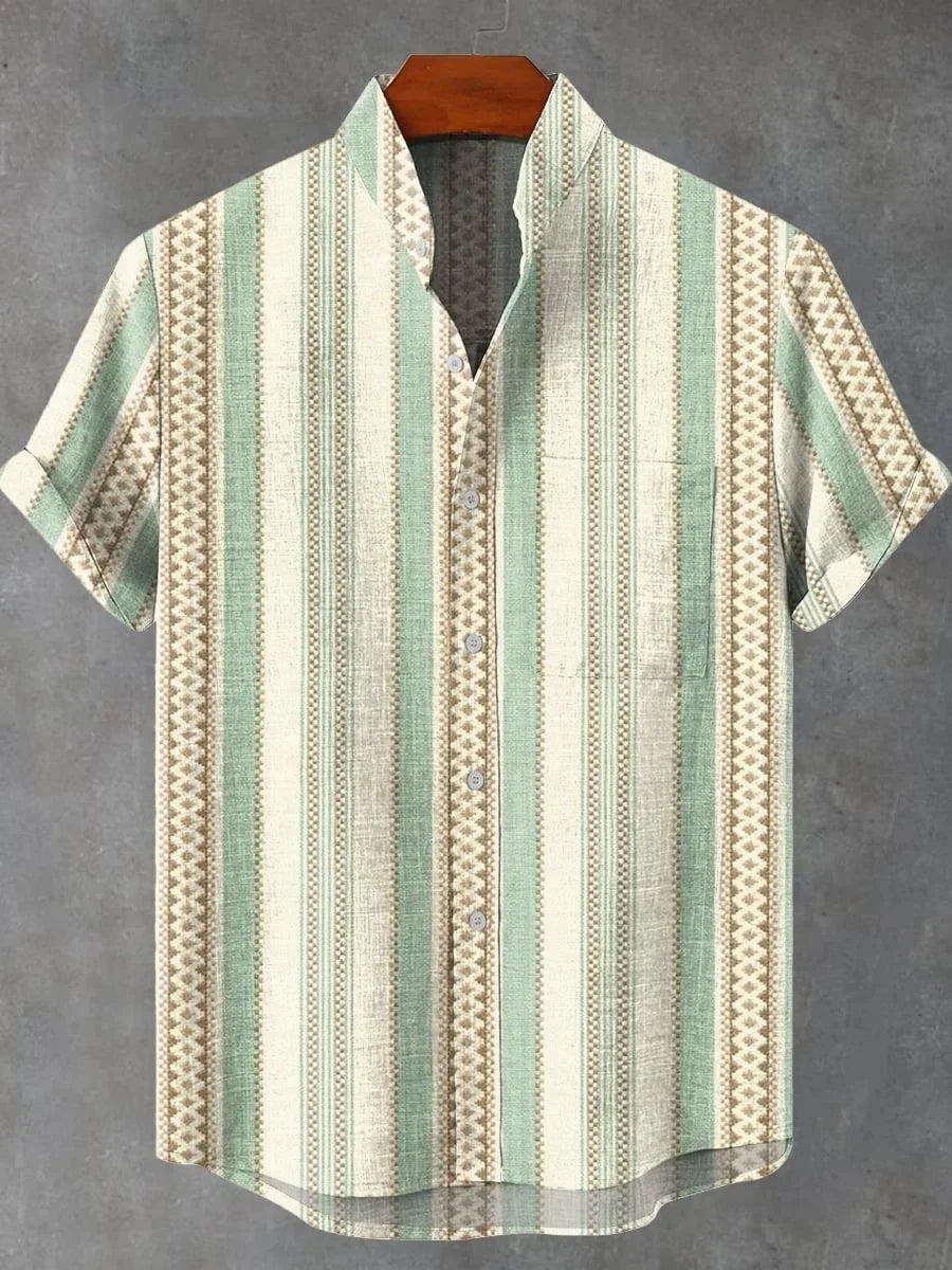 Nouvelle chemise à manches courtes à carreaux à rayures verticales pour hommes, chemise décontractée à manches courtes de style