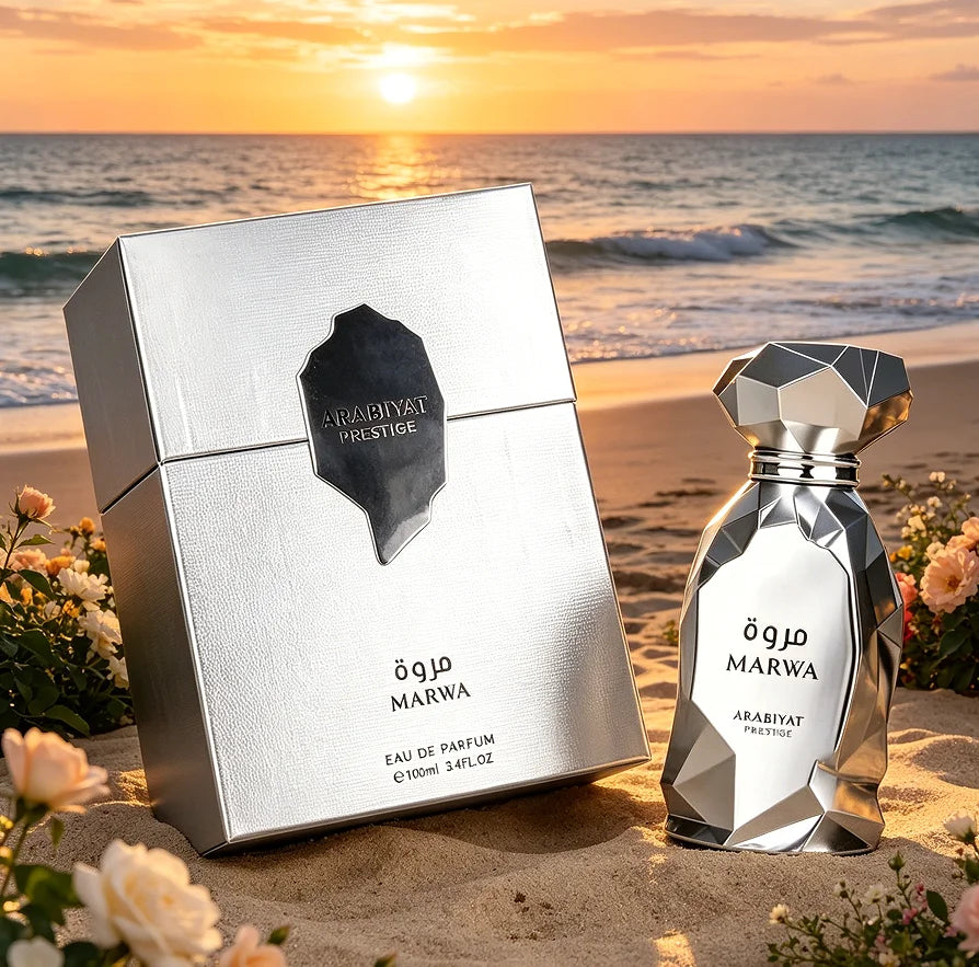 Arabiyat Prestige MARWA Middle East Dubai Unisex perfume, 3.4oz100ml, fresh wood fragrance, silver gift box packaging, high-end fragrance, suitable for any venue, perfect gift choice