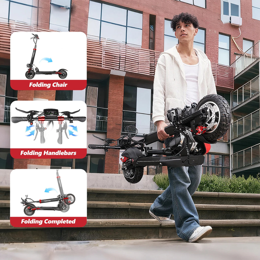 SUNNIGOO Electric Scooter for Adults With NFC Lock 48v 800w Powerful Motor Send Seat Foldable Scooter 15ah 55km Long Range