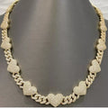 Customized 18mm Cuban Link Heart Moissanite Chain 925 Sterling Silver Yellow Gold Iced Jewelz Hip Hop Necklace High Quality