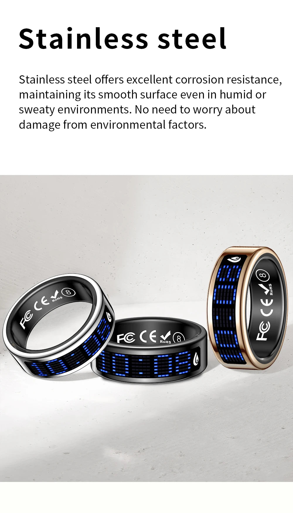Amoled Screen Smart Ring Display Time Heart Rate Monitoring Blood Preasure Waterproof New SmartRing GPS Tracker Step Counter Control take photo Rings