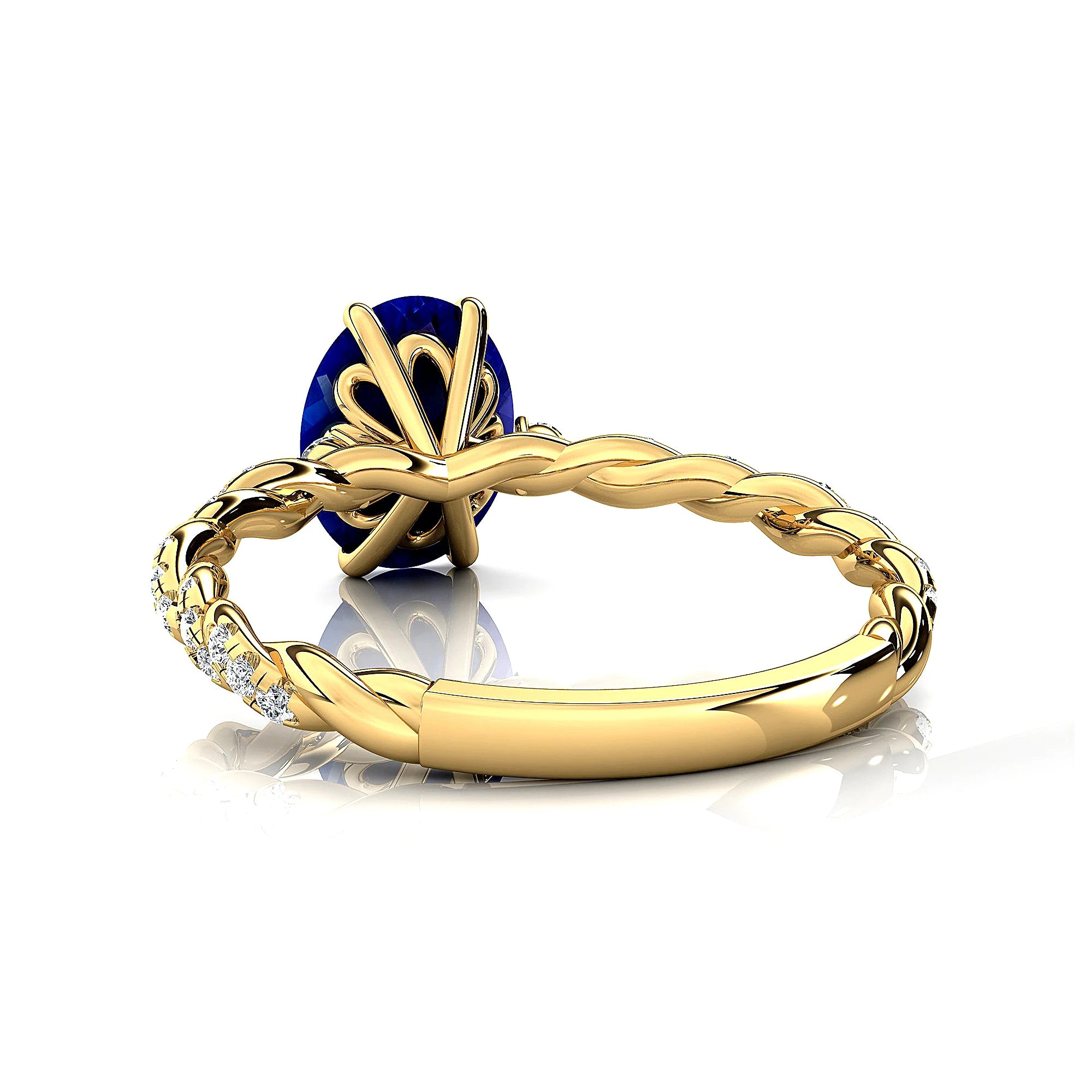Unisex Luxurious Birthstone Rings 18k Solid Gold Studded Natural Tanzanite Gemstone Real Solitaire Diamonds Wedding Ring ODM