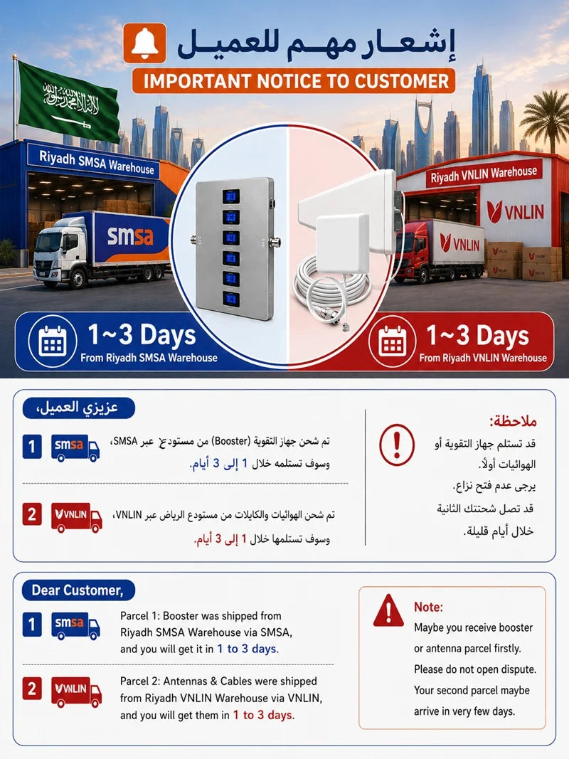 HWATEL 3 Day KSA No Tax Cellular Mobile Device Communication Antenna 900 1800 2100 Extender Repeater