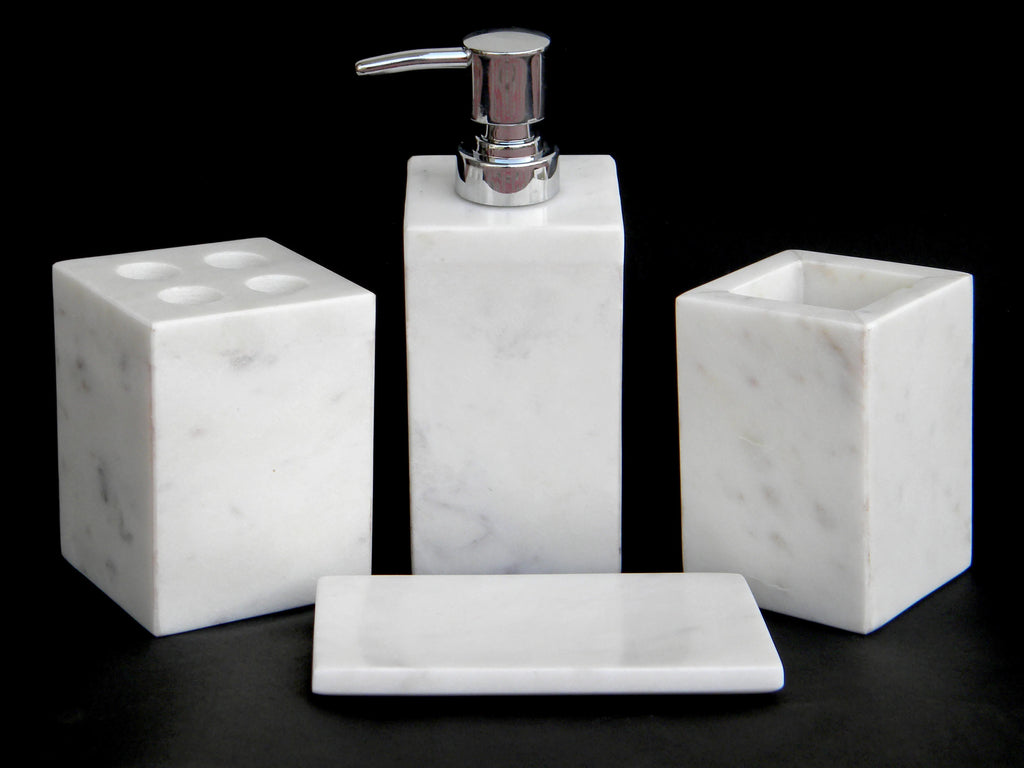 So Luxury Five-Piece Eco-Friendly Indian Handmade Natural Black Marble Bathroom Set Model BSBM-404 for Home & Hotel Use
