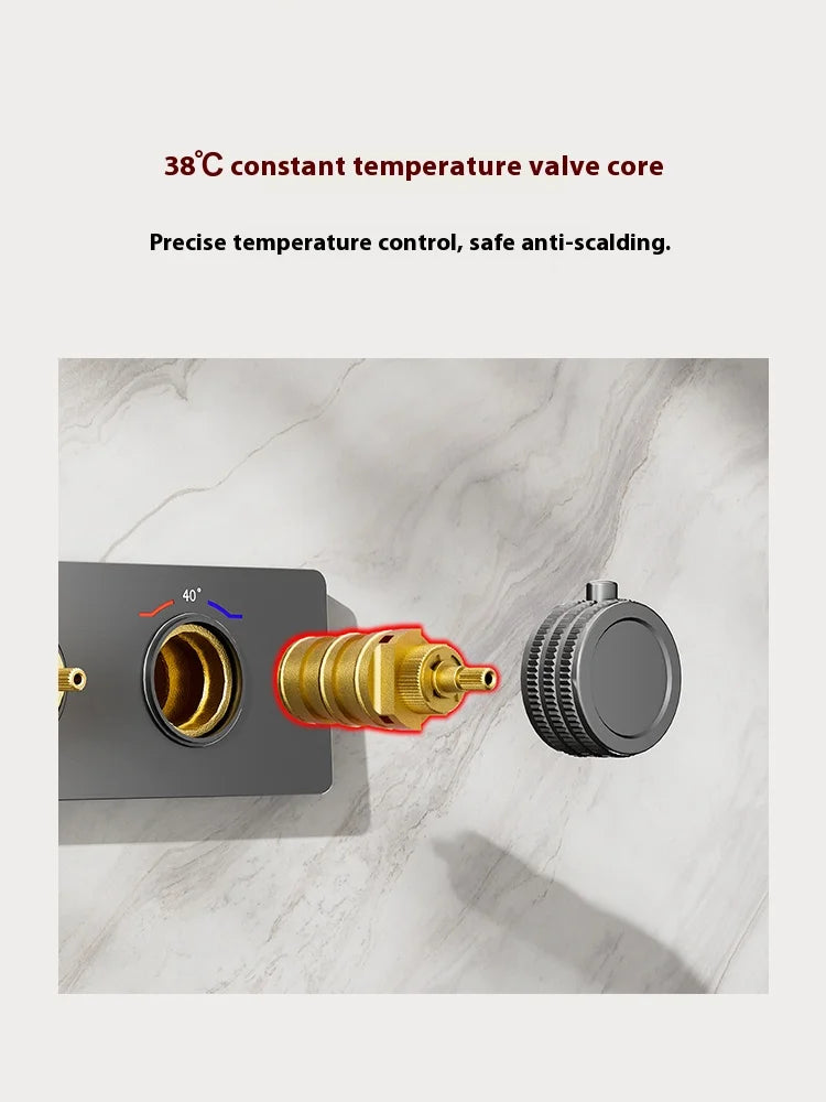 630×330mm Ceiling Thermostatic Shower System Concealed Brass Rainfall Waterfall 4 Function Digital Display Anti-Scald Bathroom S