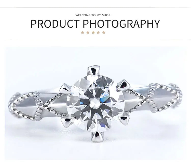Wholesale Jewelry Women Gra Certificate Cut VVS Diamond Moissanite Engagement Wedding Set 925 Sterling Silver Adjustable Rings