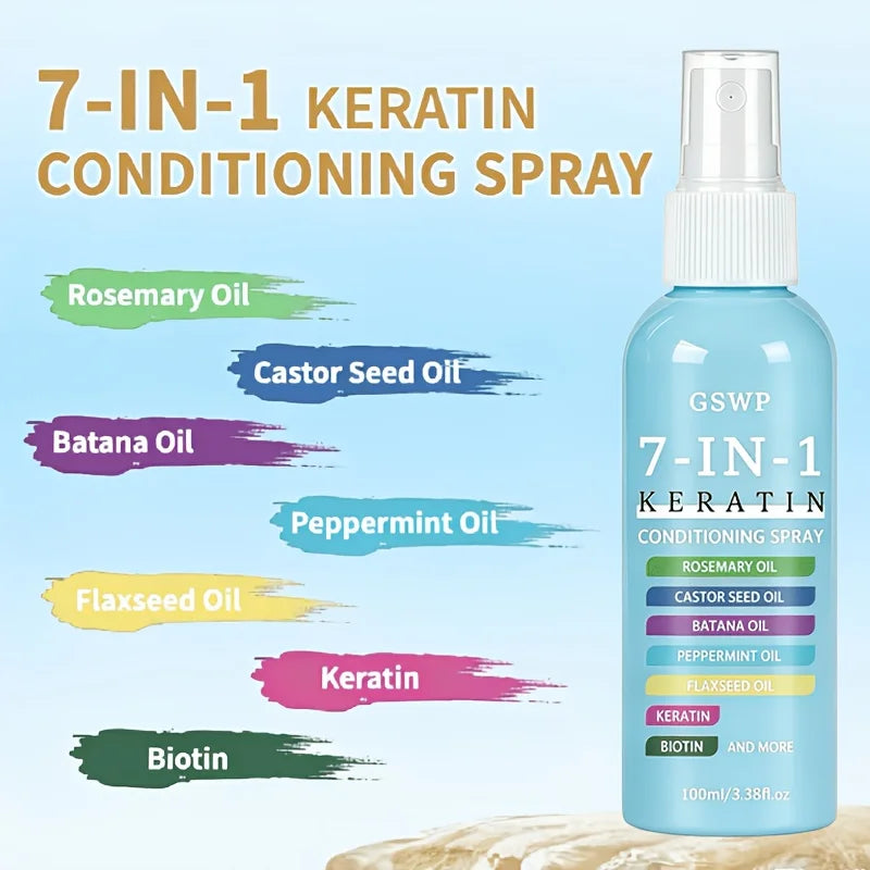 GSWP 7-in-1 Hair Care Spray, Formulated with Keratin and Other Nourishing Ingredients, It Moisturizes, Smooths. 100ml/200ml
