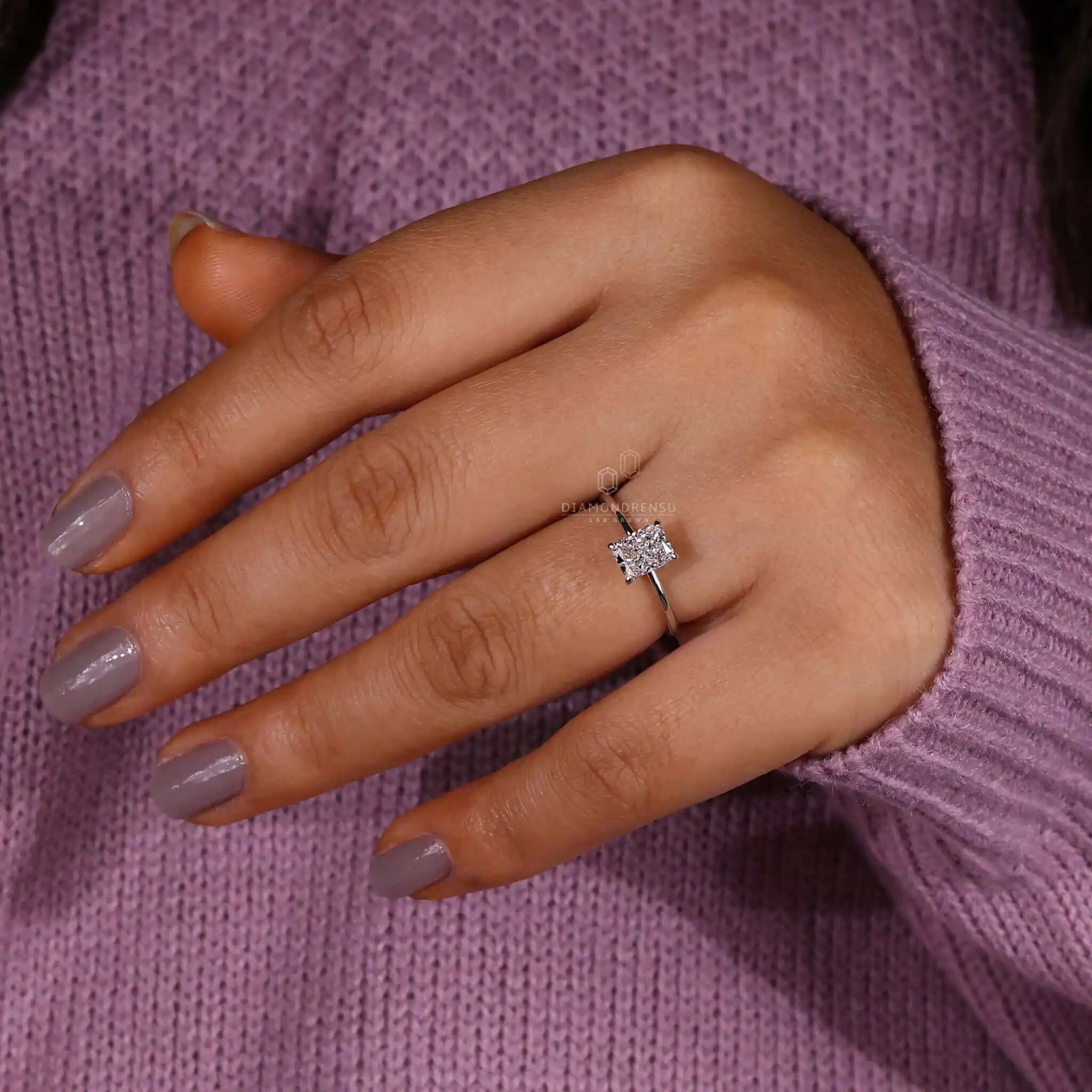 Jewelry Lab Grown Diamond Radiant Cut Solitaire Engagement Ring Solitaire Engagement Rings Solitaire Wedding Rings for Women
