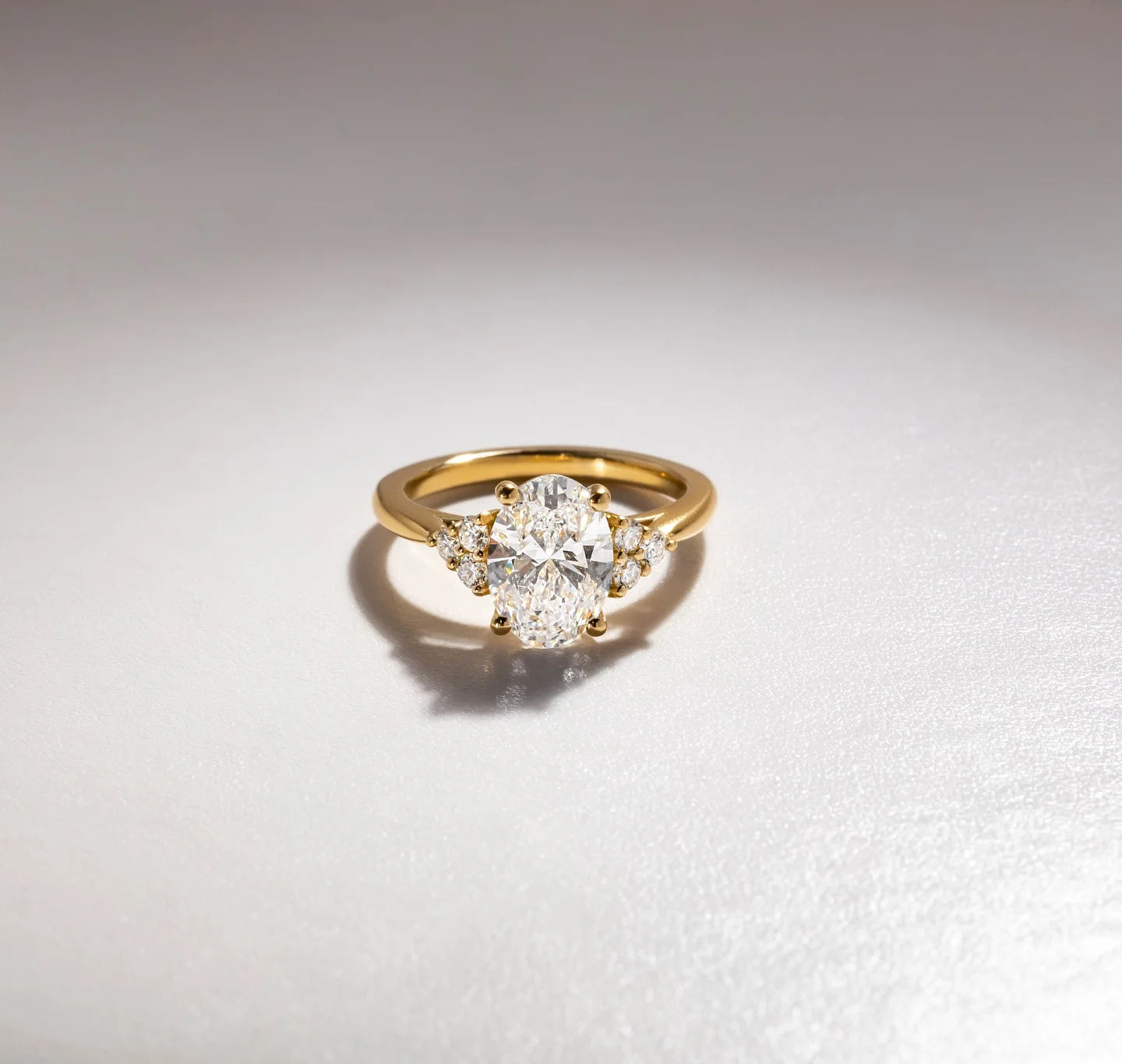 12X8mm Oval Cut Moissanite Engagement Ring Cluster 925 Sterling Silver