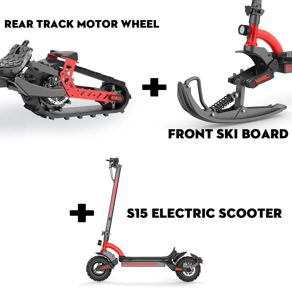 3-in-1(All-Terrain mode+Road mode+Ski mode) Snow Scooter 2000W 48V20Ah Snow Sled E-Scooter Sleigh Wheel Electric Scooter