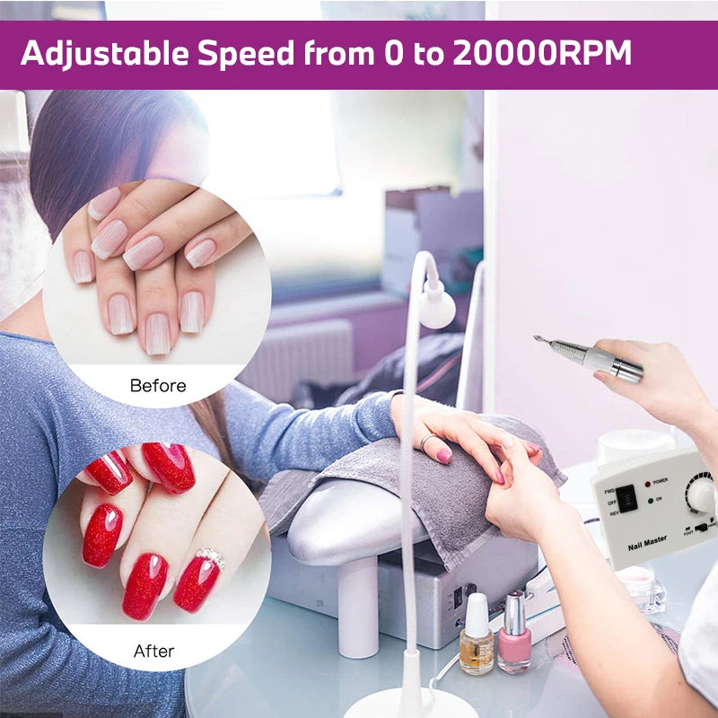 20W 35000RPM Electric Nail Drill Machine Electric Manicure Machine Drills Accessory Pedicure Kit Ceramic Nail Drill Bit Tools