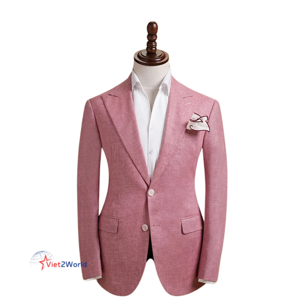 Custom Tailored Luxury Men's Blazer High Quality Windproof Breathable Anti-Static Nonwoven Business Suit Pleated Front Single