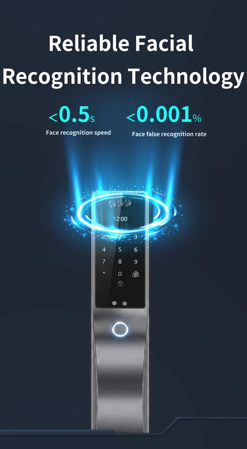 Wishome 3D Face Recognition Original Smart Door Lock with Keyless Fingerprint Password