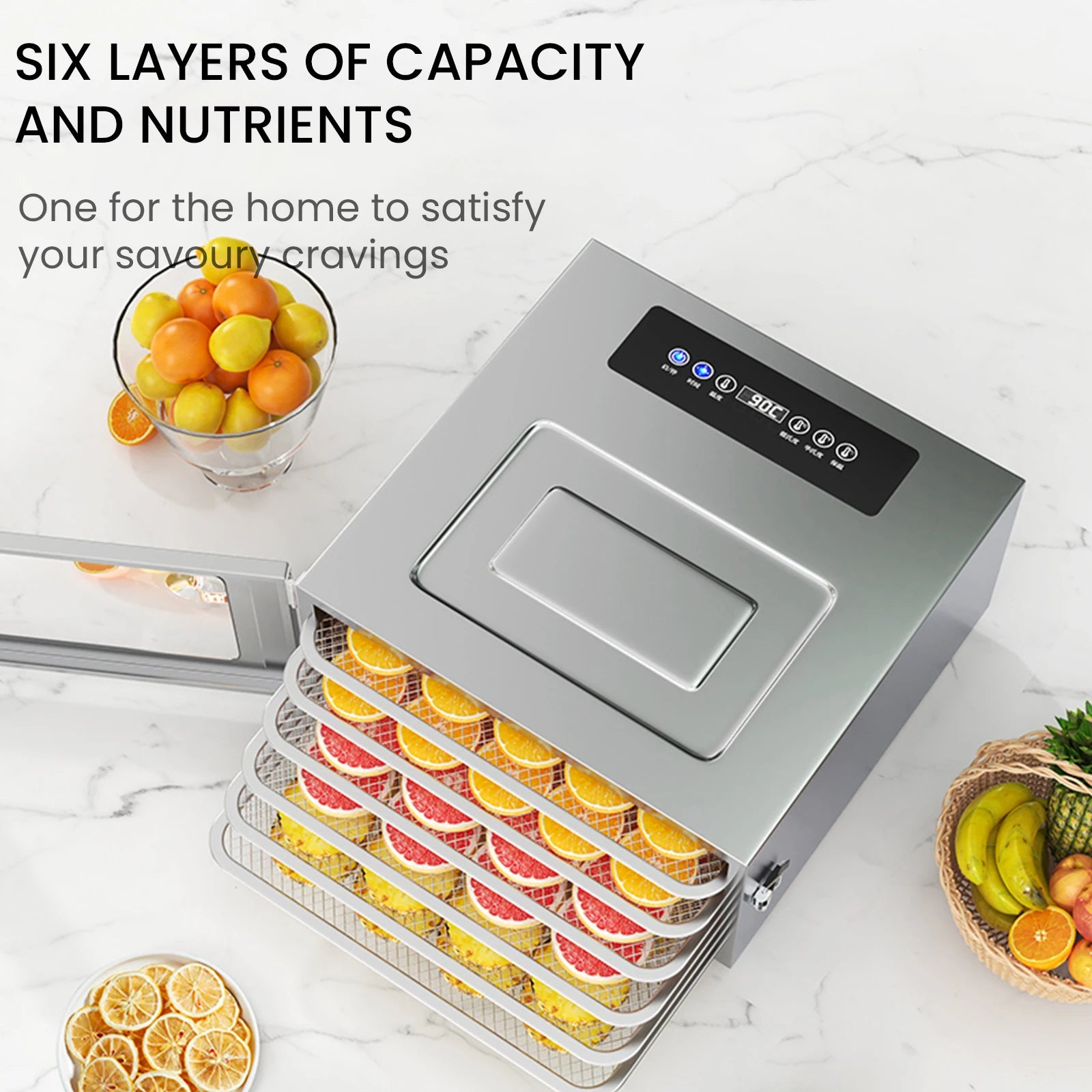 Dehydrators for Food and Jerky with 24H Timer and Light Drying rack 800W 30-90 ℃ vegtable Fruit Dehydrator EU Plug