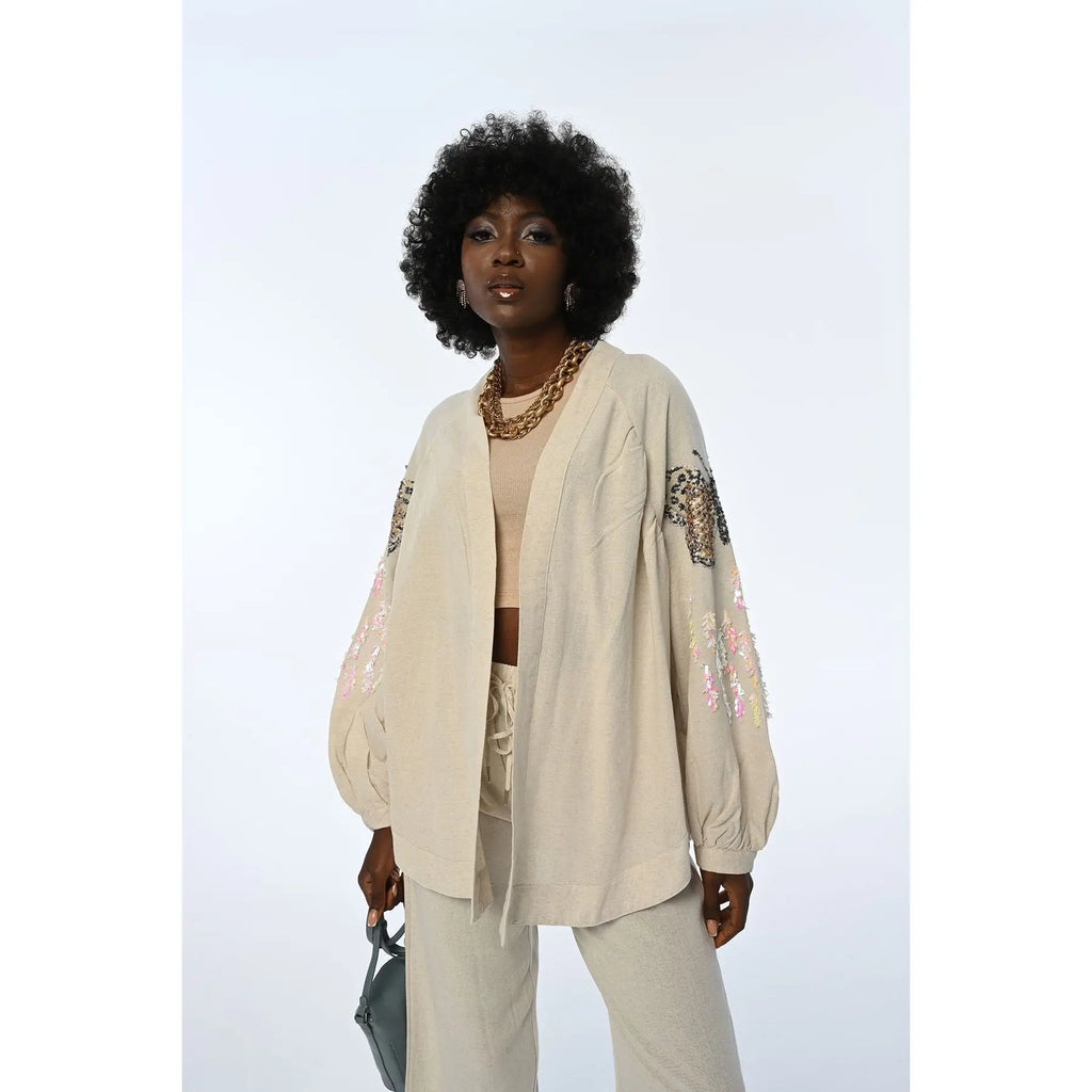 Butterfly Embroidered Women's Oversize Kimono Jacket