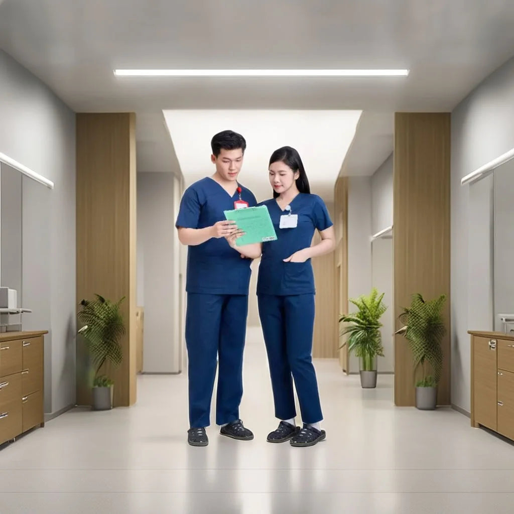 WFX-CVC 52% Cotton Doctors & Nurses Fabric 45% Polyester 3% Spandex FMF Unisex Needle Detection Medical Scrub Set