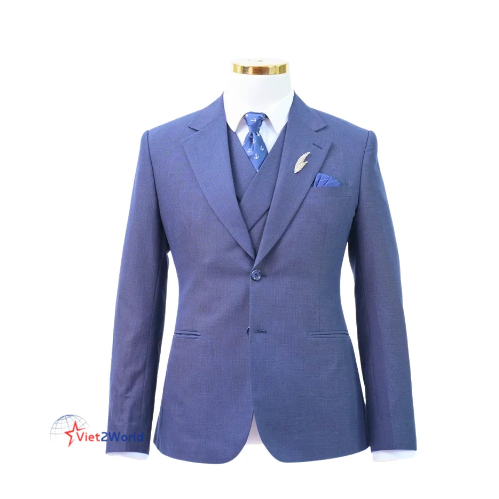 Premium Luxury Men's Slim Fit 100% Wool Single Breasted Breathable Windproof Suit European American Style Custom Full Sleeve
