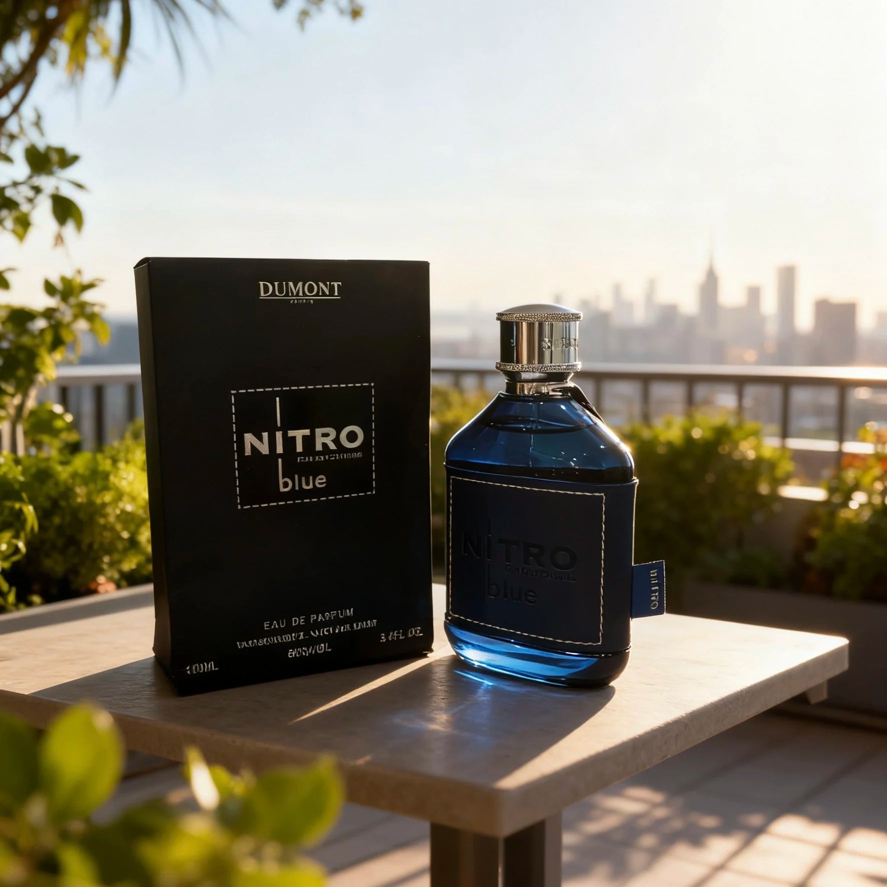 Dumont Nitro Blue Eau De Parfum - Uplifting Floral & Woody Fragrance - 3.4 Fl Oz