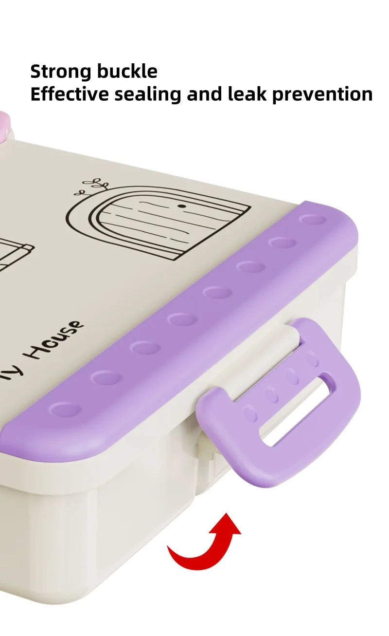Portable Sealed Lunch Box Student Bento Box Microwave Available Heating School Office Staff Fruit Food Containers Forks Spoons