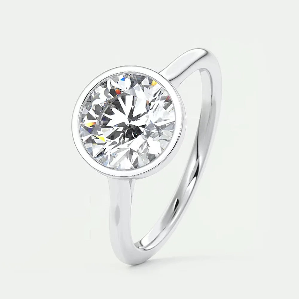1.5 Carat Round Cut Lab Grown Diamond Solitaire Wedding Ring with E Color VVS1 Clarity In 14k White Gold lab made diamond rings