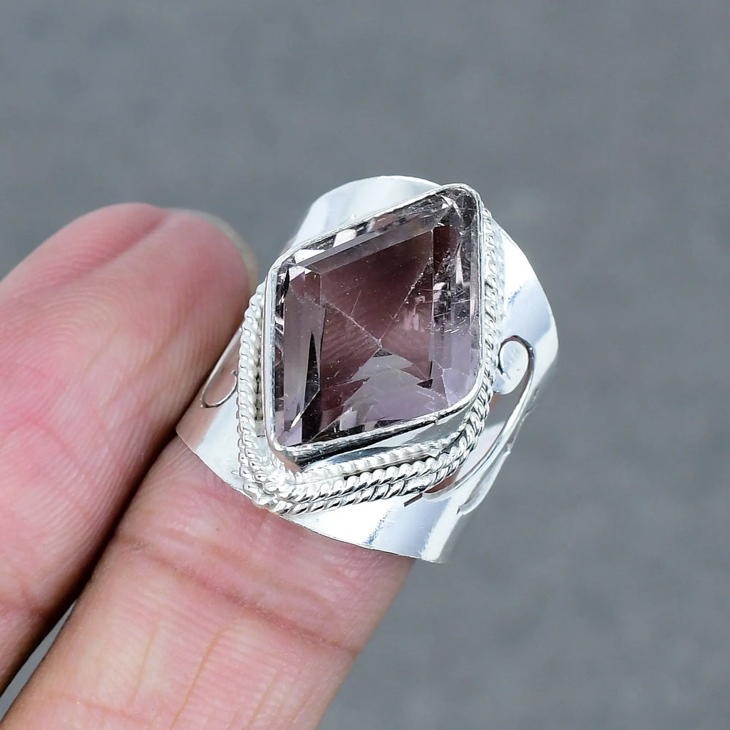 Jewelry Making Supplies Gemstone Ring Ametrine Stone Brass Wholesale Silver Plated  Wedding Rings for Engagement