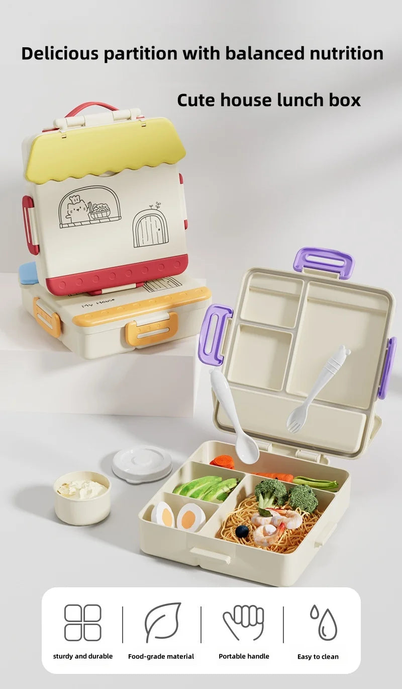 Portable Sealed Lunch Box Student Bento Box Microwave Available Heating School Office Staff Fruit Food Containers Forks Spoons