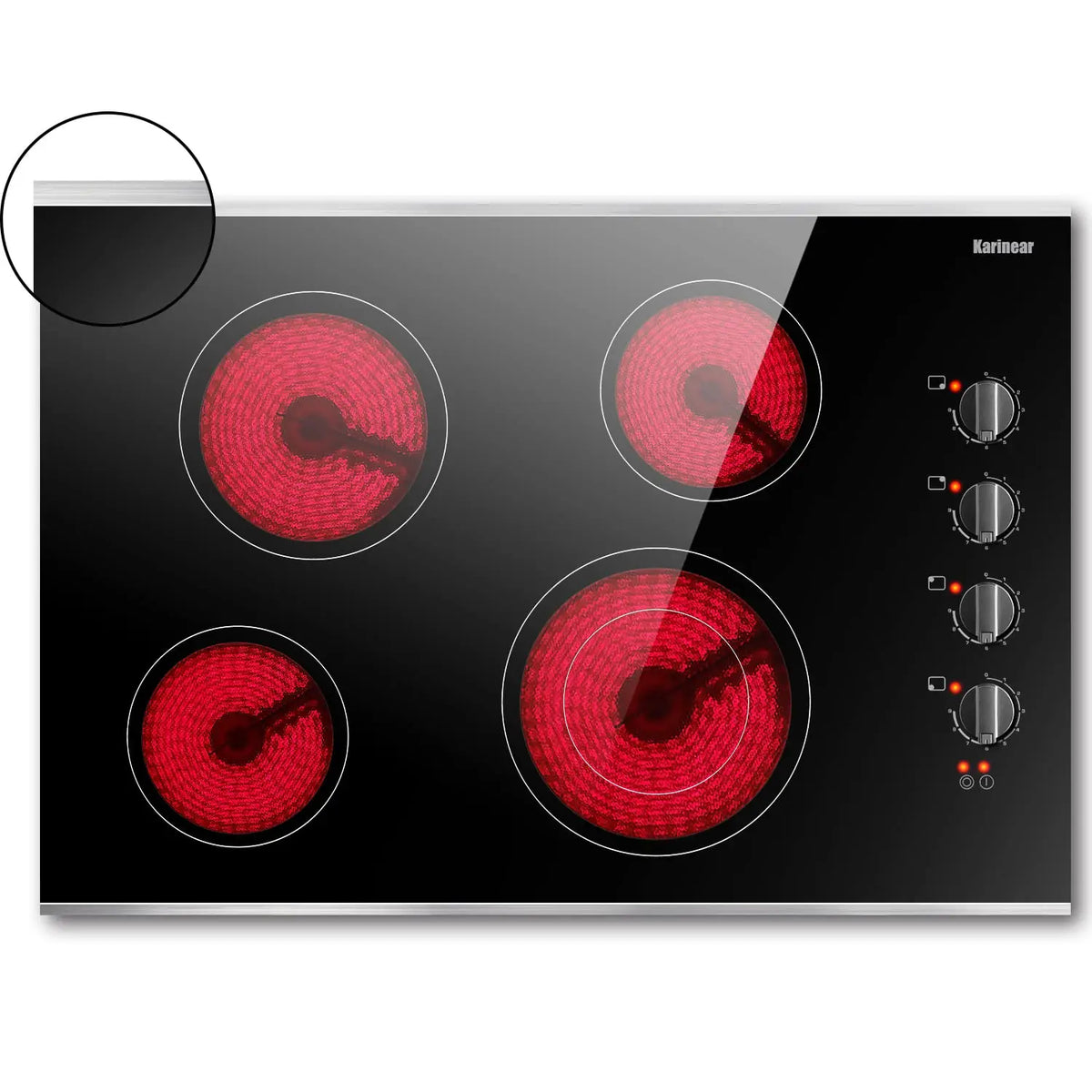 Karinear 2 Burners Electric Cooktop, 120v Plug in Ceramic Cooktop, 12 Inch Countertop & Built-in Electric Stove Top with Child Safety Lock, Timer, Over-Temperature Protection, Sensor Touch Control