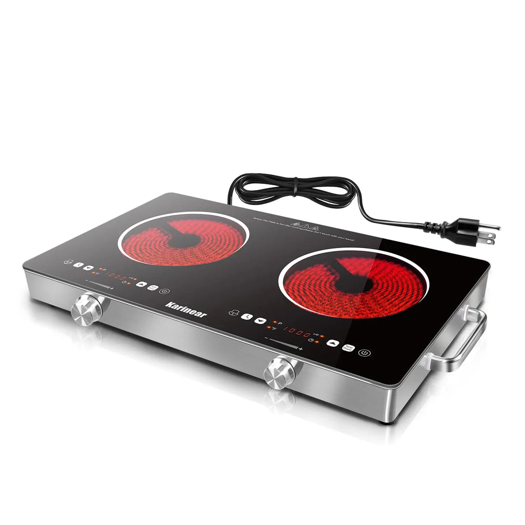 Karinear Portable Electric Cooktop, Electric Stove Single Burner Ceramic Cooktop with Touch Control, Child Safety Lock, Timer, Residual Heat Indicator, Overheat Protection, 1800W 110V Infrared Burner | Ceramic Cooktop, Sensor