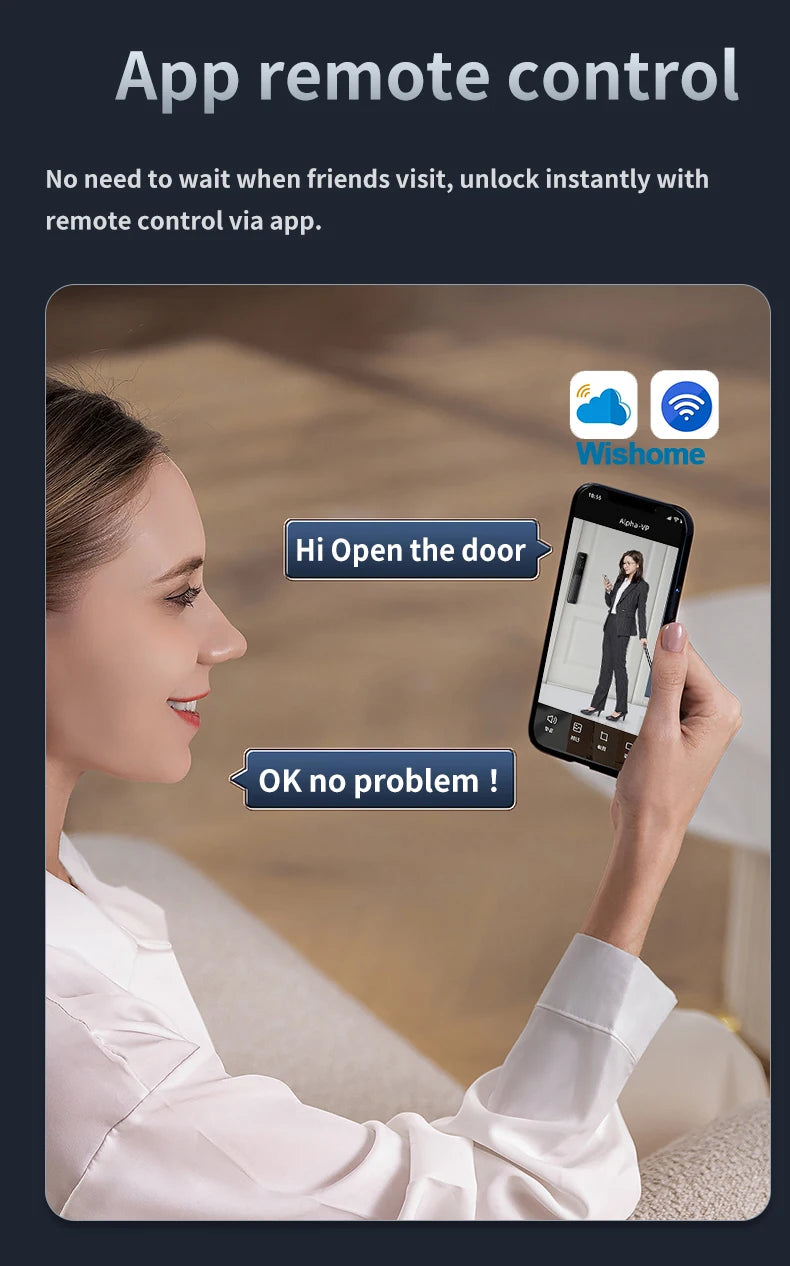 Wishome 3D Face Recognition Original Smart Door Lock with Keyless Fingerprint Password