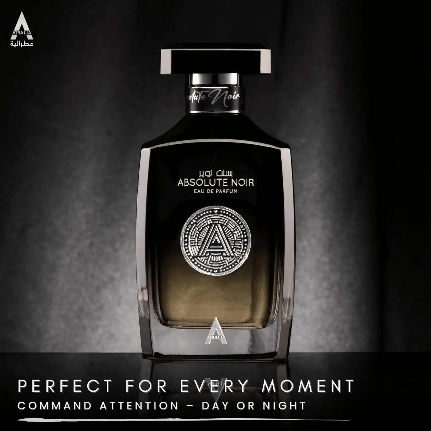 Atralia Absolute Noir Eau De Parfum Spray for Men – Intense Citrus Woody & Spicy Scent, Bergamot, Lemon, Grapefruit, Pink Pepper & Amber, Long-Lasting Fragrance, Perfect Gift, 100 ml / 3.4 Fl oz