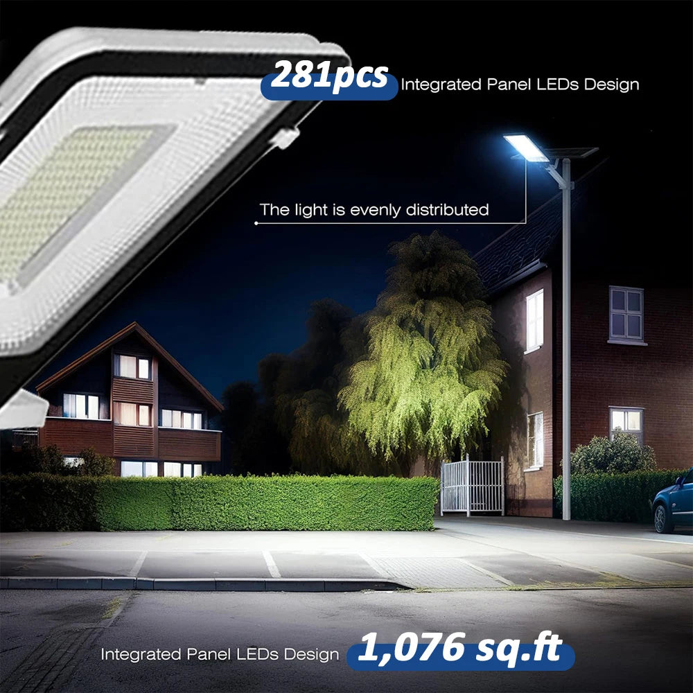 8000mah High Power Solar Street Lights Outdoor Commercial Parking Lot Light Dusk to Dawn Solar Security Flood Lights Solar Lamp