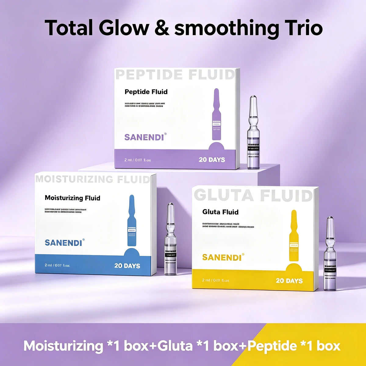 Sanendi Peptide GSH Ampoules SkinBooster Serum  Collagen Fluid Eyes Face Care Essence Deep Hyadration Korean Skin Care 20vials