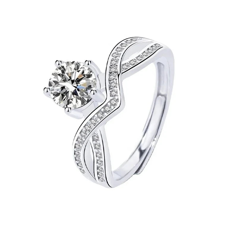 14k White Gold Solitaire Fine Rings Lab Grown CVD Diamond Engagement Wedding Ring Lab Created  Brilliant Cut Design Fine Ring